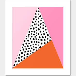 Pink and Orange Colour Block Geometric Posters and Art